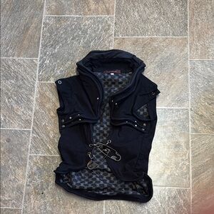 Women’s  Black Vest with Checkered Lining